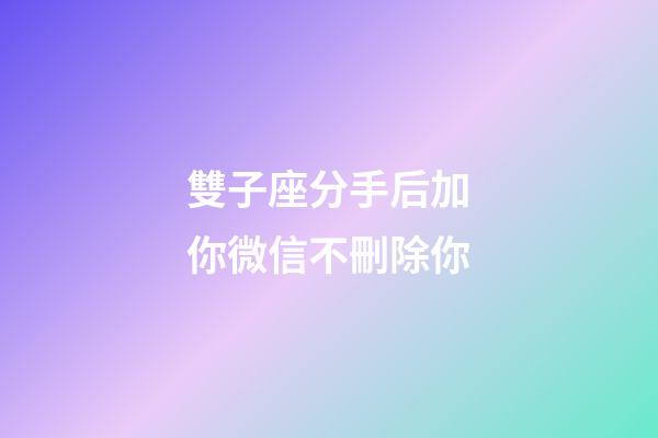 雙子座分手后加你微信不刪除你-第1張-星座運勢-玄機派