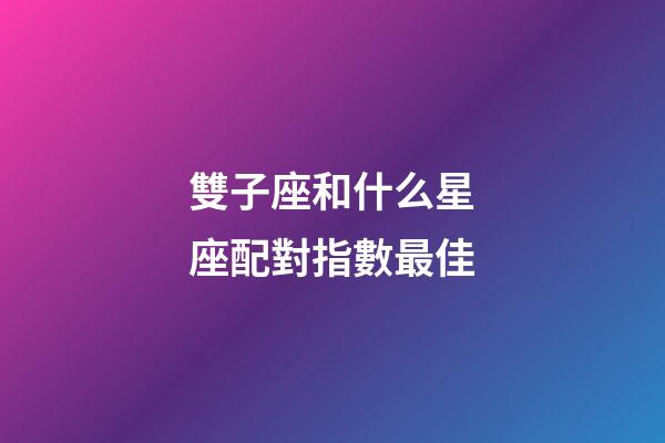 雙子座和什么星座配對指數最佳-第1張-星座運勢-玄機派