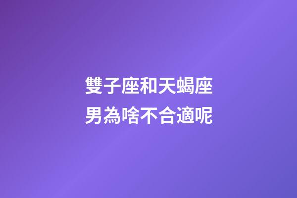 雙子座和天蝎座男為啥不合適呢-第1張-星座運(yùn)勢-玄機(jī)派