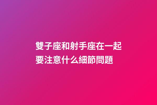雙子座和射手座在一起要注意什么細節問題-第1張-星座運勢-玄機派