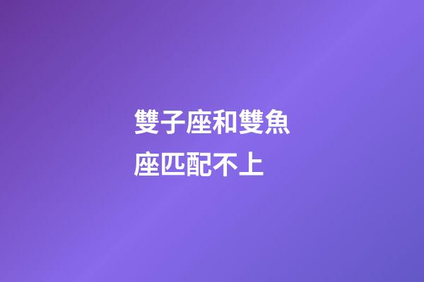 雙子座和雙魚座匹配不上