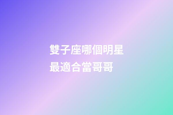 雙子座哪個明星最適合當哥哥-第1張-星座運勢-玄機派