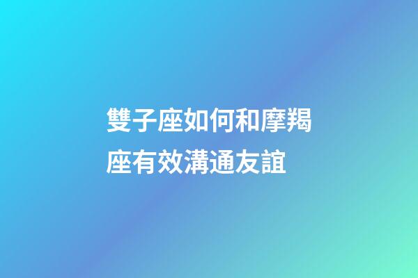 雙子座如何和摩羯座有效溝通友誼-第1張-星座運勢-玄機派