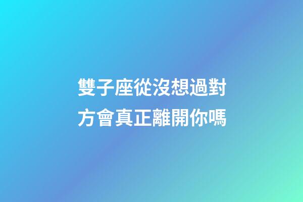 雙子座從沒想過對方會真正離開你嗎-第1張-星座運勢-玄機派