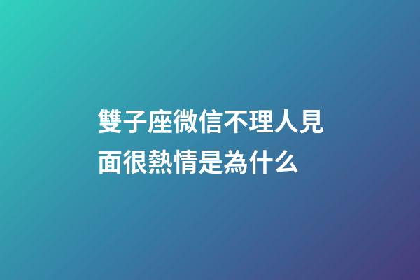 雙子座微信不理人見面很熱情是為什么-第1張-星座運勢-玄機派