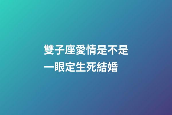 雙子座愛情是不是一眼定生死結婚-第1張-星座運勢-玄機派