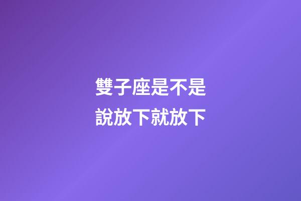 雙子座是不是說放下就放下-第1張-星座運勢-玄機派
