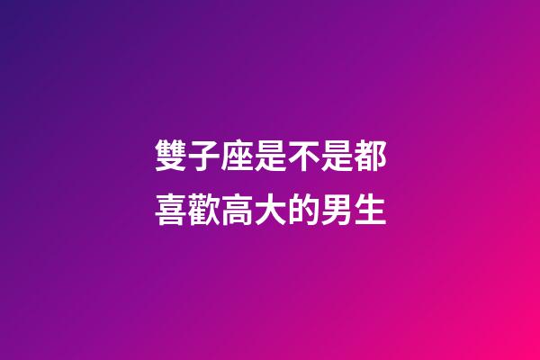 雙子座是不是都喜歡高大的男生-第1張-星座運勢-玄機派