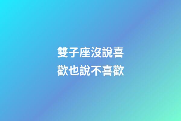 雙子座沒說喜歡也說不喜歡-第1張-星座運勢-玄機派