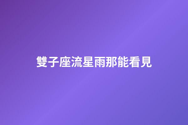雙子座流星雨那能看見-第1張-星座運勢-玄機派