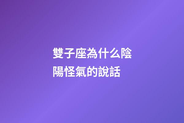 雙子座為什么陰陽怪氣的說話-第1張-星座運勢-玄機派