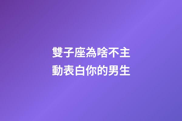 雙子座為啥不主動表白你的男生-第1張-星座運勢-玄機派