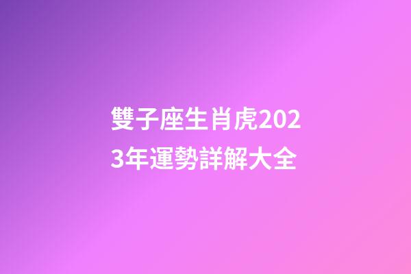雙子座生肖虎2023年運勢詳解大全-第1張-星座運勢-玄機派