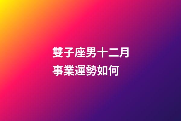 雙子座男十二月事業運勢如何-第1張-星座運勢-玄機派
