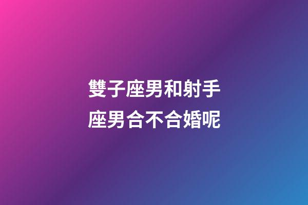 雙子座男和射手座男合不合婚呢-第1張-星座運勢-玄機派