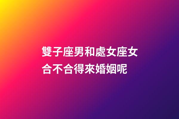 雙子座男和處女座女合不合得來婚姻呢-第1張-星座運勢-玄機派