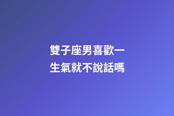 雙子座男喜歡一生氣就不說話嗎-第1張-星座運勢-玄機派