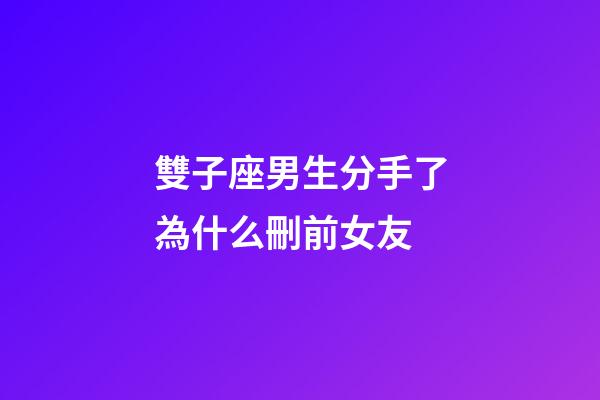 雙子座男生分手了為什么刪前女友-第1張-星座運勢-玄機派