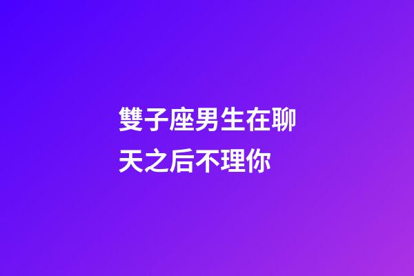 雙子座男生在聊天之后不理你-第1張-星座運(yùn)勢-玄機(jī)派