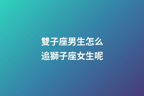 雙子座男生怎么追獅子座女生呢-第1張-星座運勢-玄機派