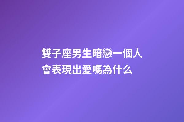 雙子座男生暗戀一個人會表現出愛嗎為什么-第1張-星座運勢-玄機派