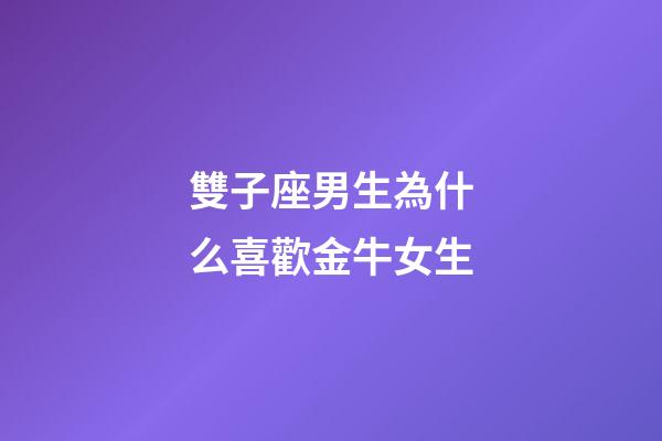 雙子座男生為什么喜歡金牛女生-第1張-星座運勢-玄機派