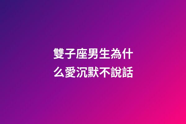 雙子座男生為什么愛沉默不說話-第1張-星座運勢-玄機派
