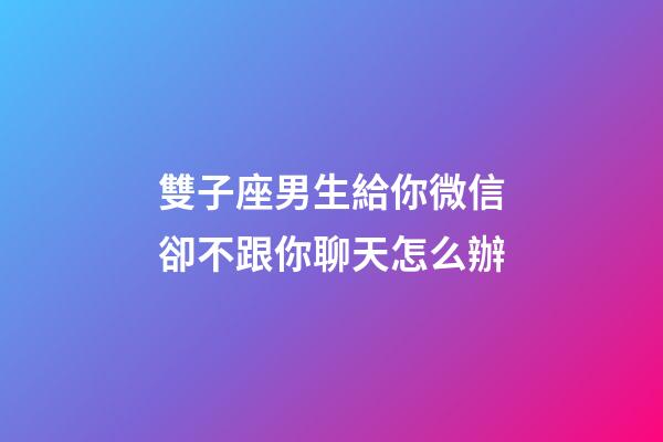 雙子座男生給你微信卻不跟你聊天怎么辦-第1張-星座運勢-玄機派