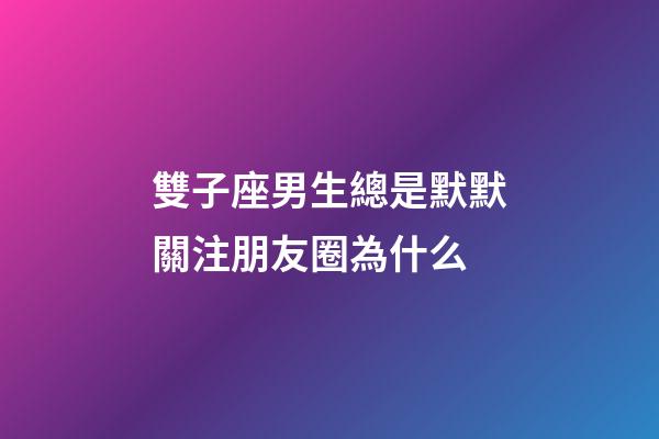 雙子座男生總是默默關注朋友圈為什么-第1張-星座運勢-玄機派