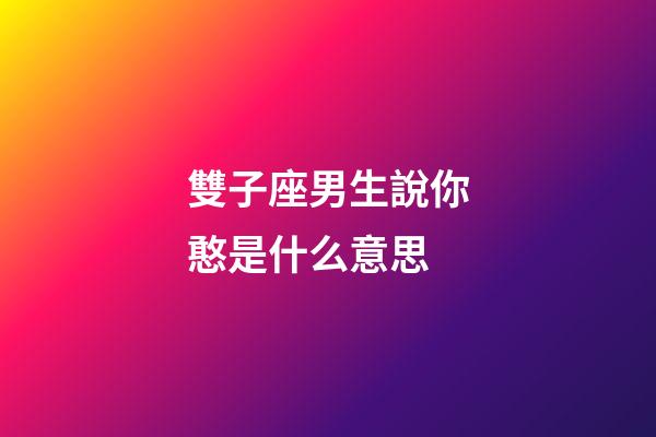 雙子座男生說你憨是什么意思-第1張-星座運勢-玄機派
