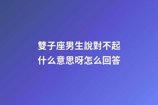 雙子座男生說對不起什么意思呀怎么回答-第1張-星座運勢-玄機派