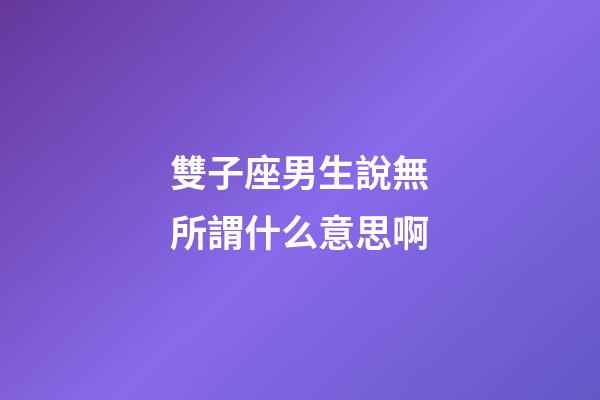 雙子座男生說無所謂什么意思啊-第1張-星座運(yùn)勢(shì)-玄機(jī)派