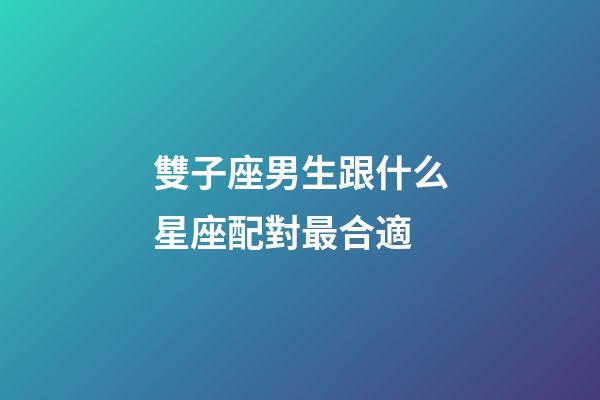 雙子座男生跟什么星座配對最合適-第1張-星座運勢-玄機派