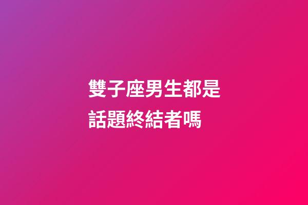 雙子座男生都是話題終結者嗎-第1張-星座運勢-玄機派