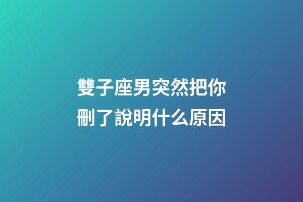 雙子座男突然把你刪了說明什么原因-第1張-星座運(yùn)勢-玄機(jī)派