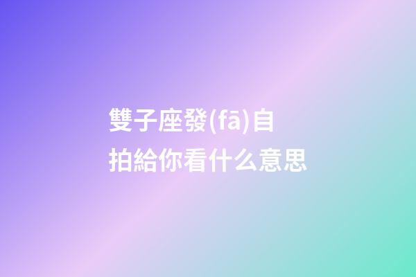 雙子座發(fā)自拍給你看什么意思-第1張-星座運勢-玄機派