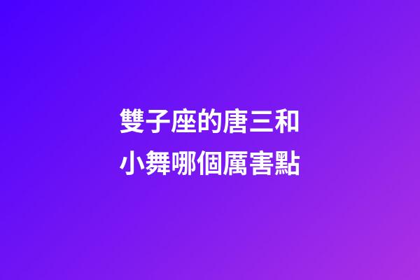 雙子座的唐三和小舞哪個厲害點-第1張-星座運勢-玄機派
