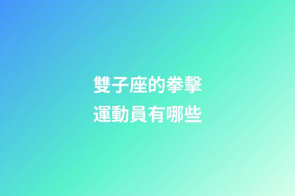 雙子座的拳擊運動員有哪些-第1張-星座運勢-玄機派