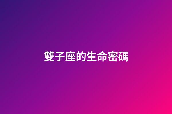 雙子座的生命密碼-第1張-星座運勢-玄機派