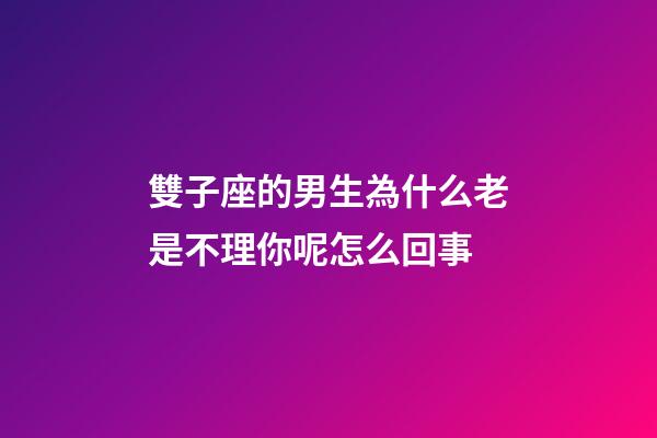 雙子座的男生為什么老是不理你呢怎么回事-第1張-星座運勢-玄機派