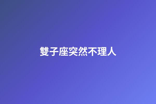 雙子座突然不理人-第1張-星座運勢-玄機(jī)派