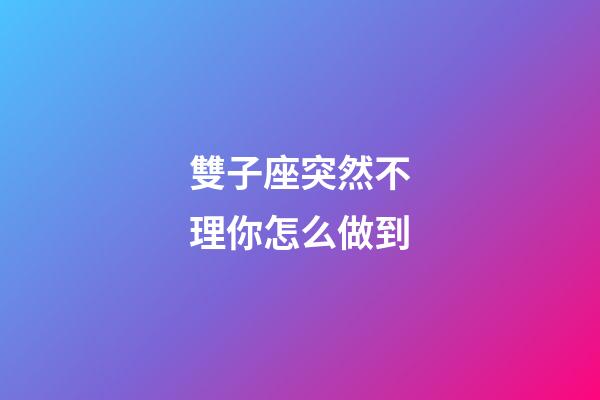 雙子座突然不理你怎么做到-第1張-星座運勢-玄機派
