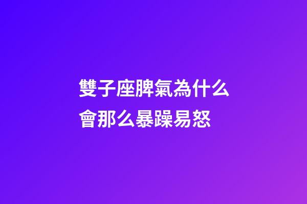 雙子座脾氣為什么會那么暴躁易怒-第1張-星座運勢-玄機派
