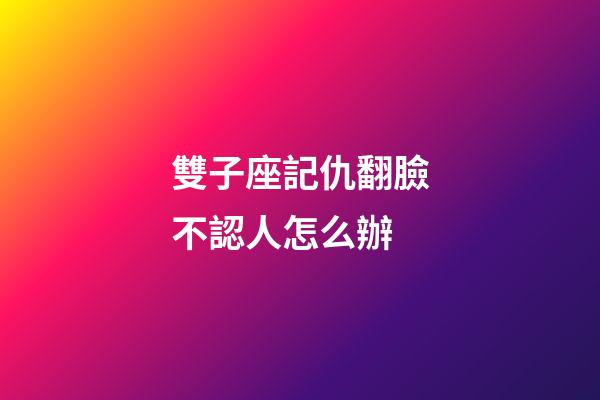 雙子座記仇翻臉不認人怎么辦-第1張-星座運勢-玄機派
