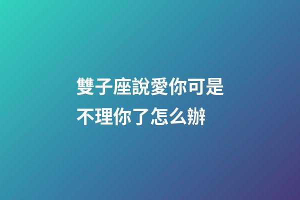 雙子座說愛你可是不理你了怎么辦-第1張-星座運勢-玄機派