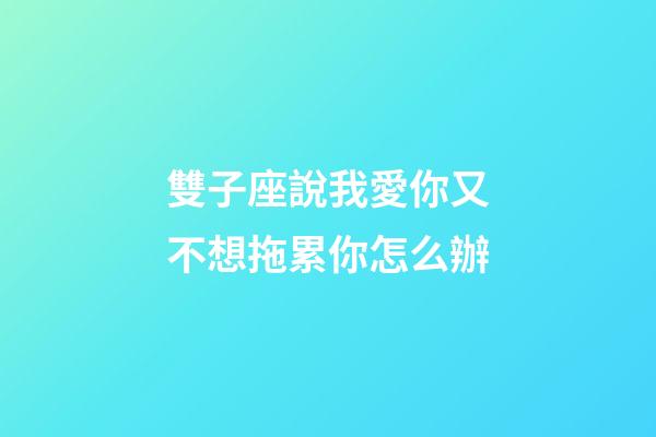 雙子座說我愛你又不想拖累你怎么辦-第1張-星座運勢-玄機派