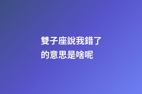 雙子座說我錯了的意思是啥呢-第1張-星座運勢-玄機派