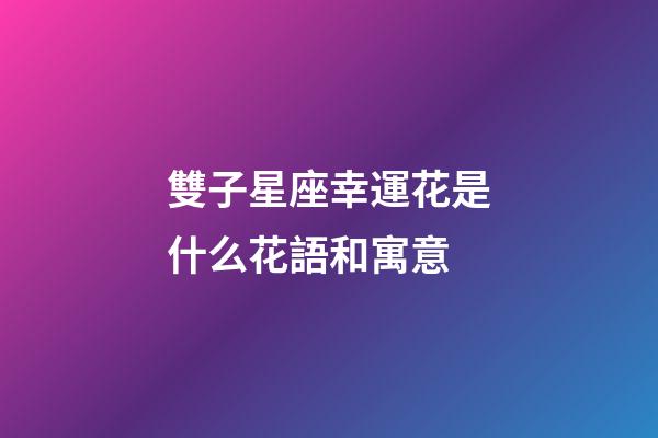 雙子星座幸運花是什么花語和寓意