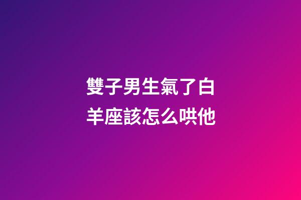 雙子男生氣了白羊座該怎么哄他-第1張-星座運勢-玄機派