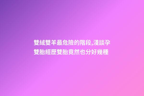 雙絨雙羊最危險的階段,淺談孕雙胎經歷雙胎竟然也分好幾種-第1張-觀點-玄機派